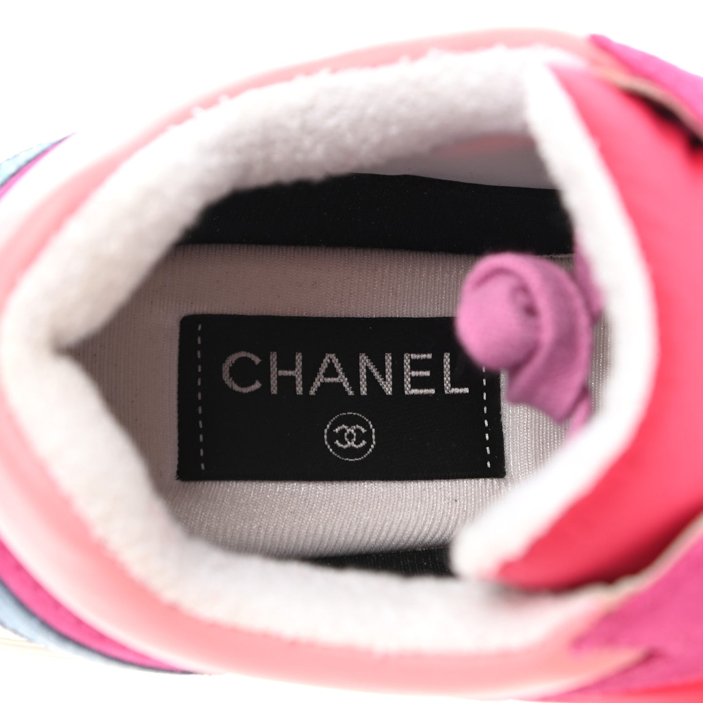 Nylon Calfskin Suede Womens CC Sneakers 40 Fuchisa Pink