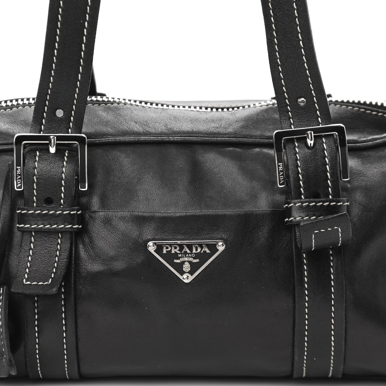 Prada Soft Calf Shoulder Bag Black 8 of 12