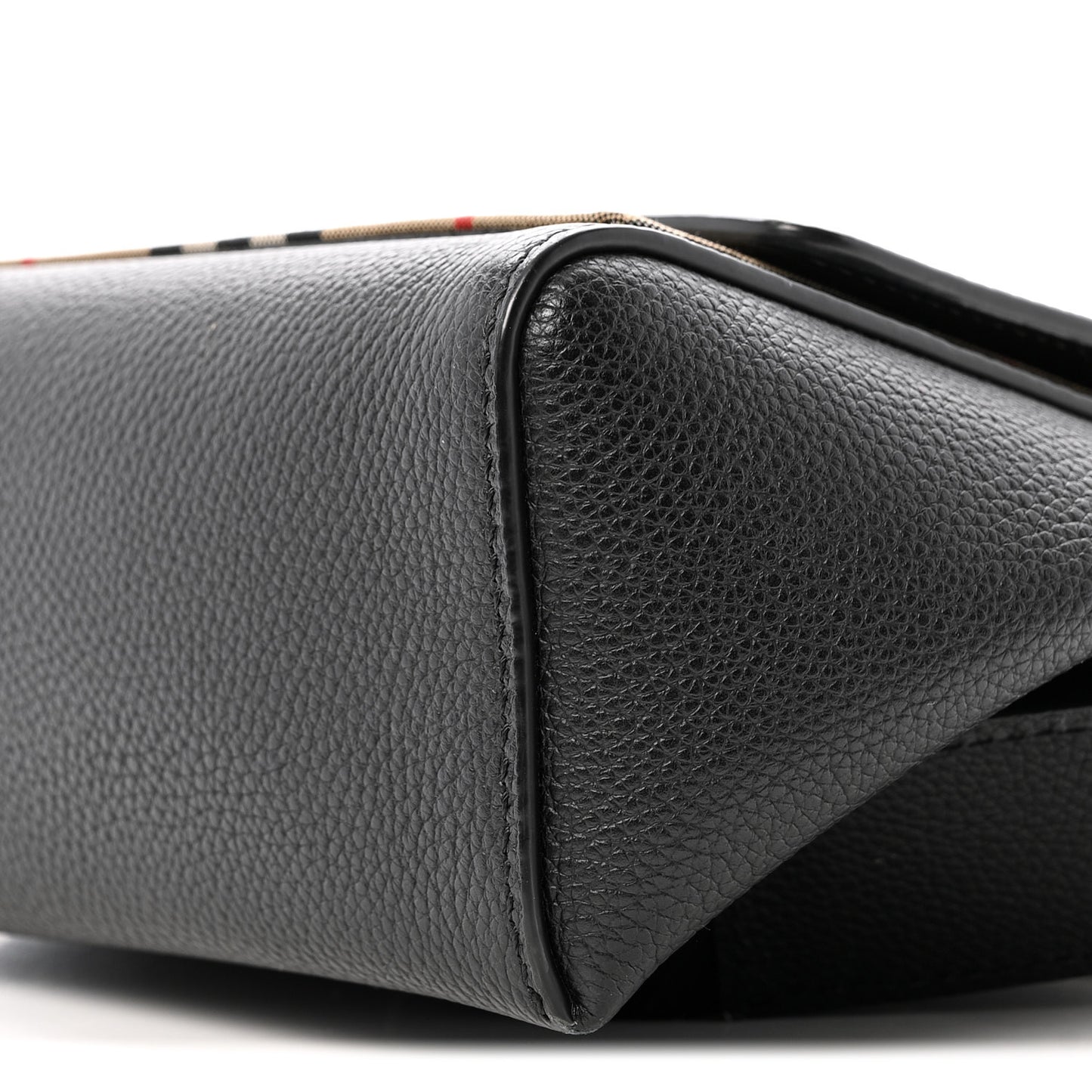 Coated Canvas Calfskin Vintage Check Medium Note Crossbody Bag Black
