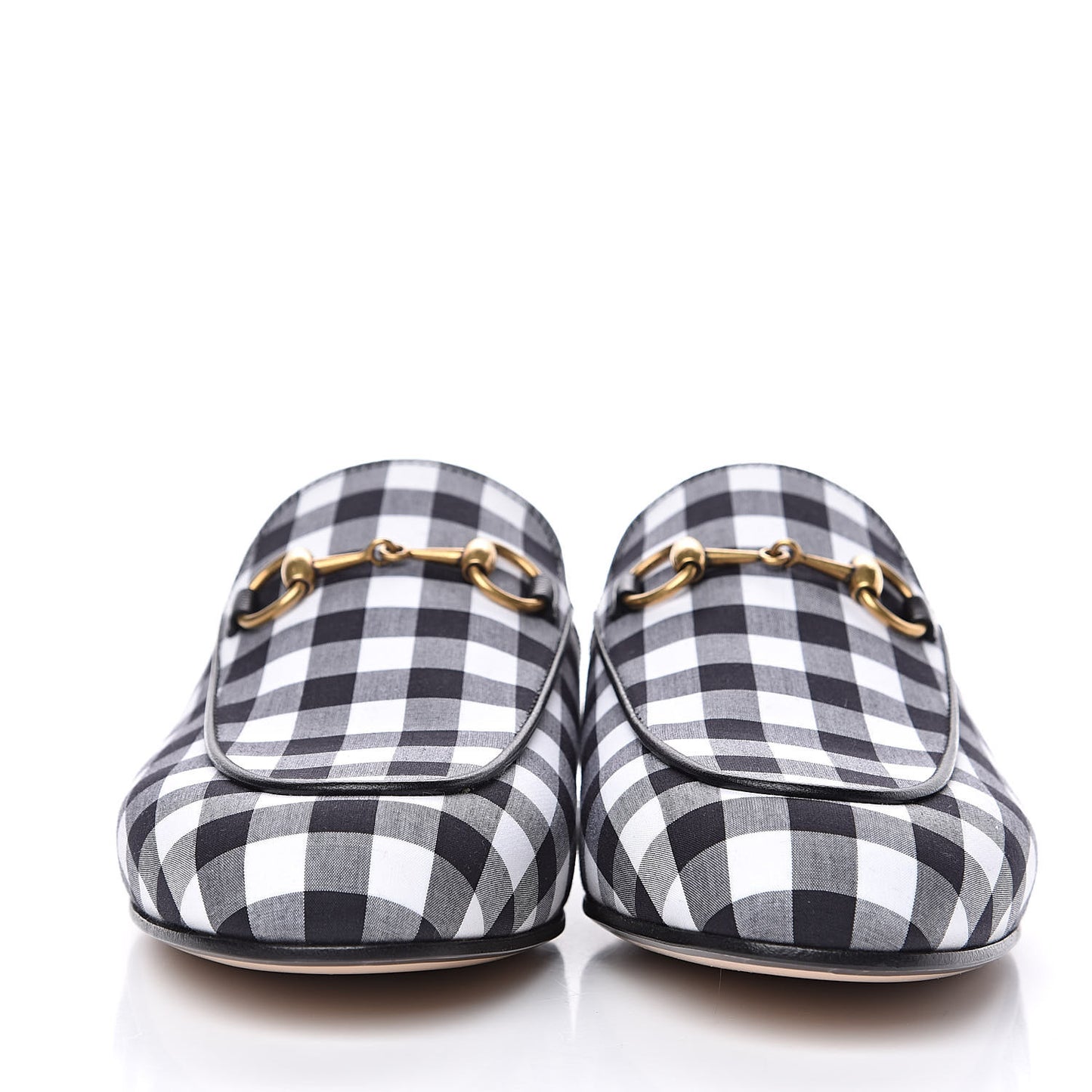 Cotton Gingham Womens Princetown Slippers 36 White Black