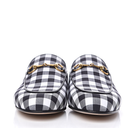 Gucci Cotton Gingham Womens Princetown Slippers 36 White Black 2 of 9
