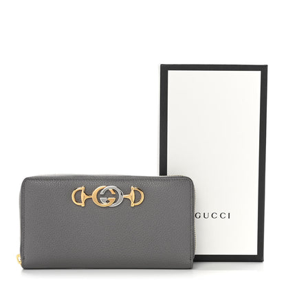 Gucci Grainy Calfskin Zumi Zip Around Wallet Dusty Grey 10 of 10