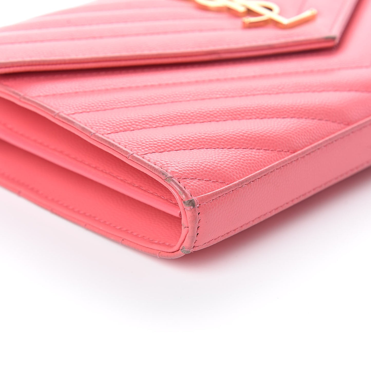 Grain De Poudre Matelasse Chevron Monogram Chain Wallet Rose Clair