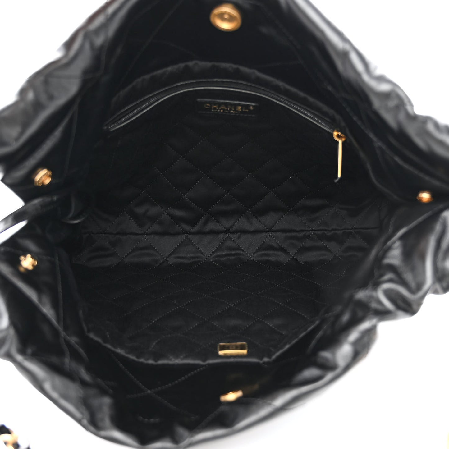 Shiny Calfskin Quilted Small Chanel 22 Black