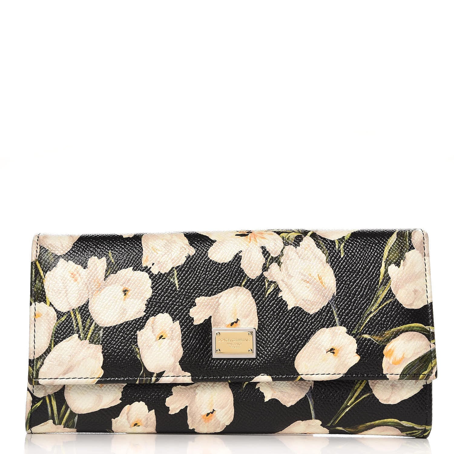 Dolce & Gabbana Dauphine Tulip Print Continental Wallet Black 1 of 6