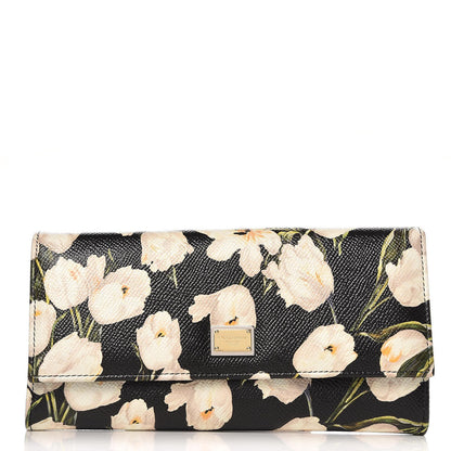 Dolce & Gabbana Dauphine Tulip Print Continental Wallet Black 1 of 6