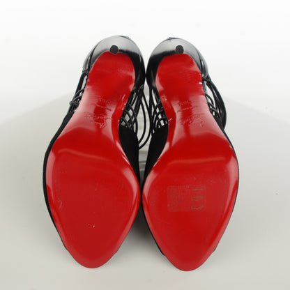 Christian Louboutin Suede Kid Confusina 100 Peep Toe Pumps 36.5 Black 6 of 8