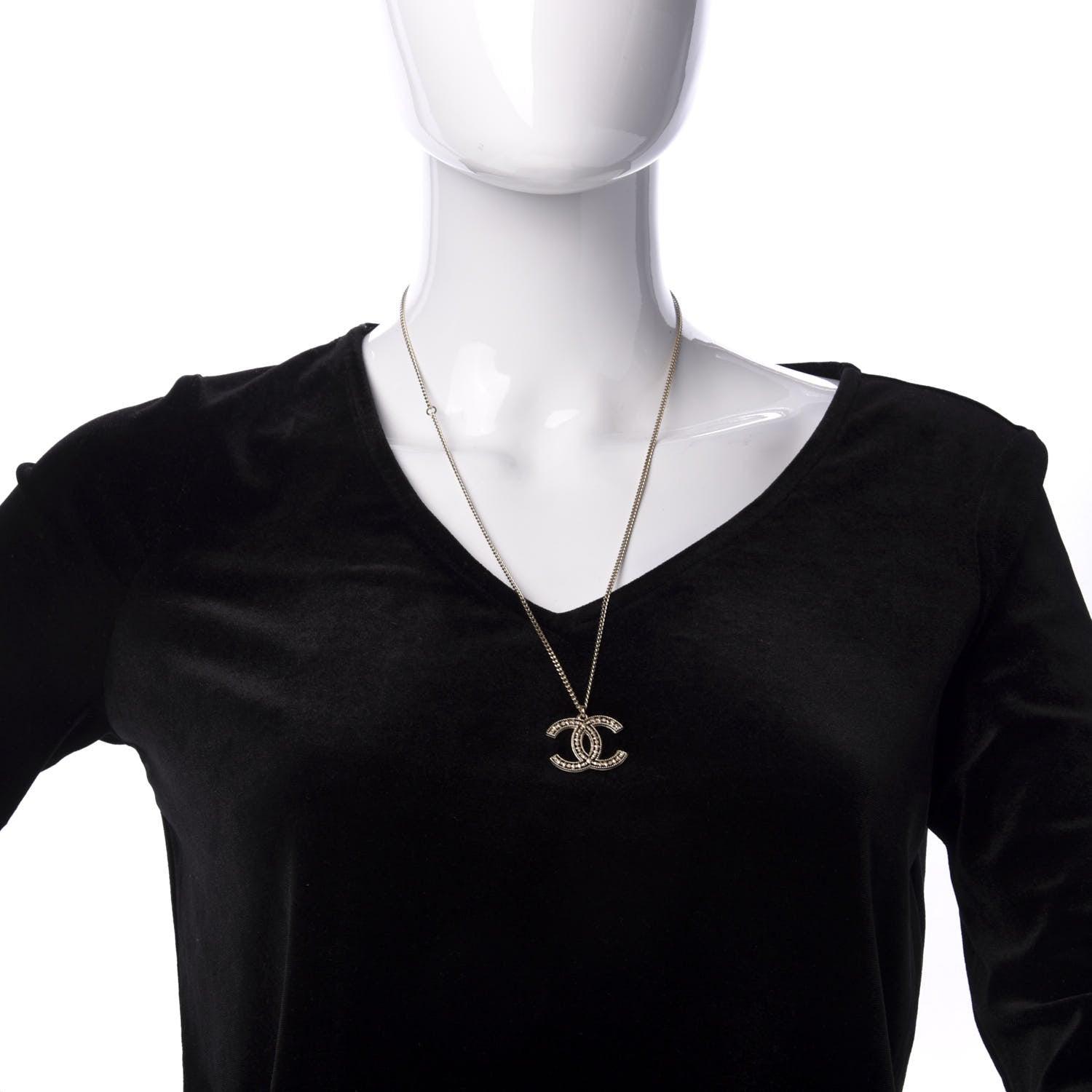 Chanel CC Pendant Necklace Gold 2 of 6