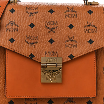 MCM Visetos Medium Patricia Pocket Satchel Cognac 7 of 9