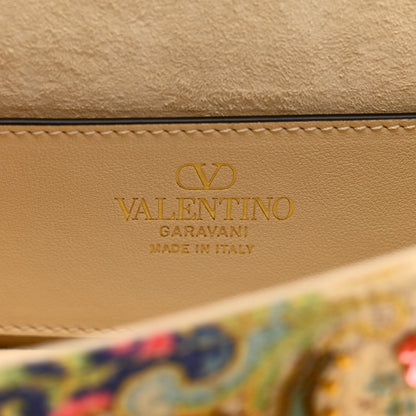 Valentino Garavani Fabric Beaded Crystal Embroidered Paisley Vlogo Small Loco Shoulder Bag Butter White Multicolor 6 of 9