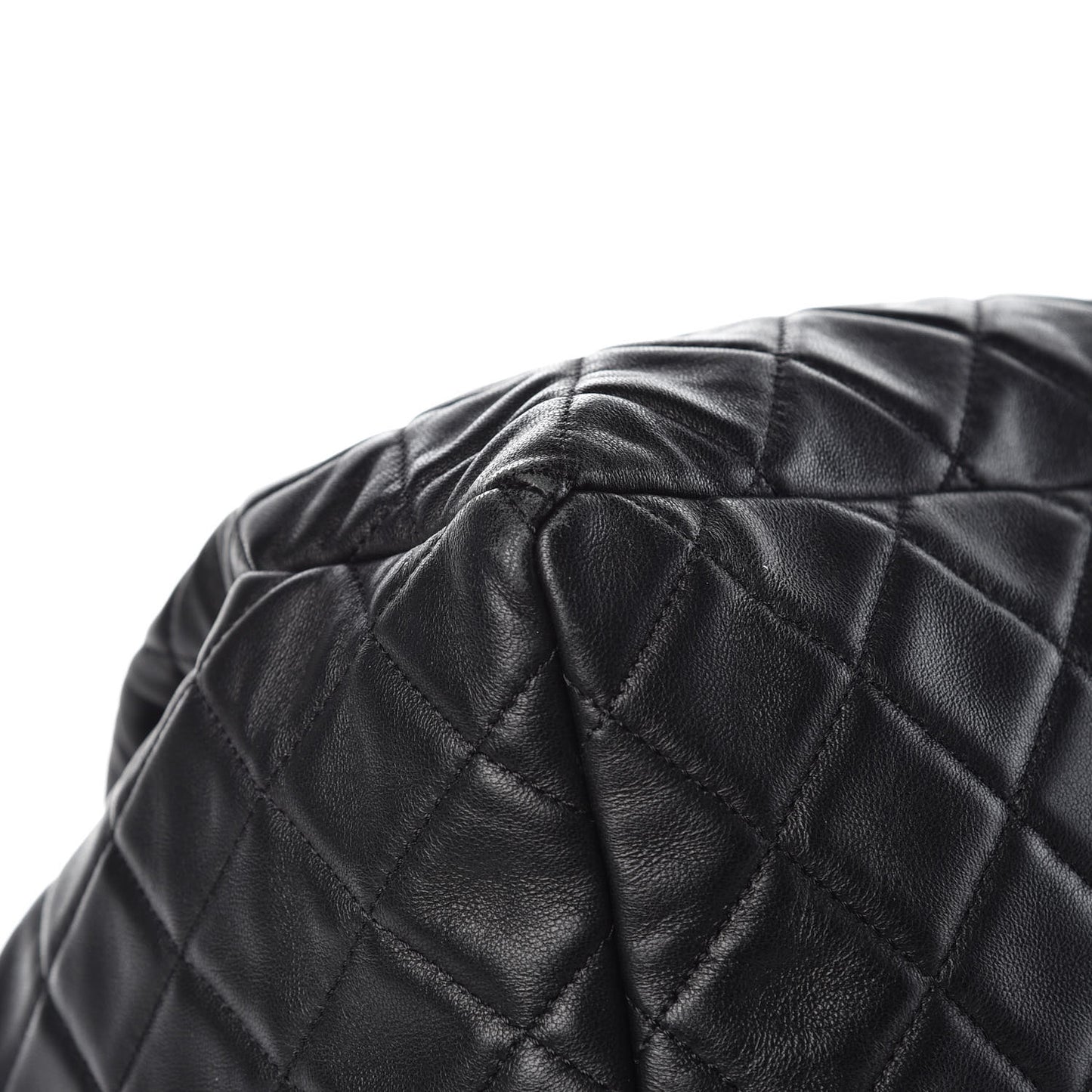 Lambskin Quilted CC Chain Bucket Bag Black