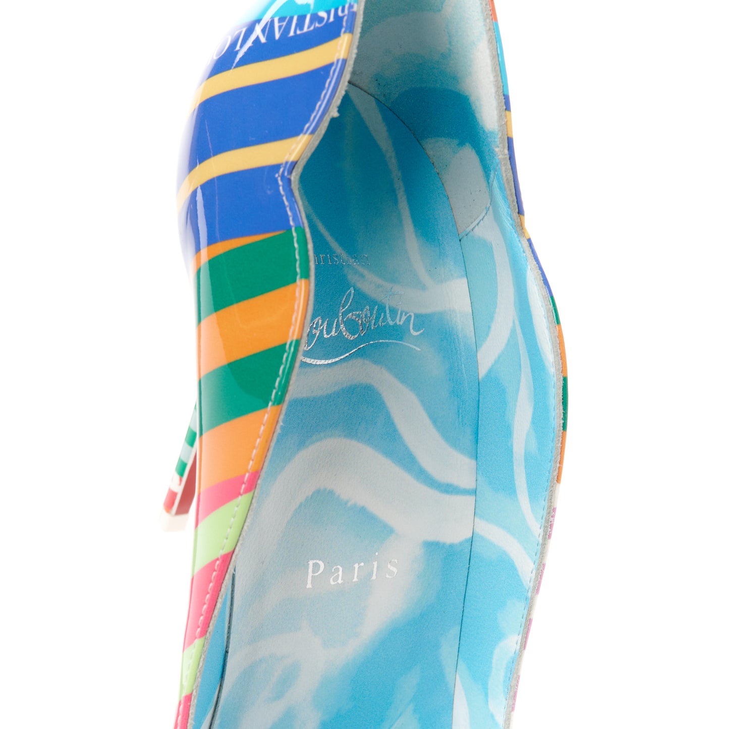 Patent Striped Grand Bain Swimming Pool Hot Chick 100 Pumps 36.5 Multicolor