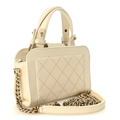 Chanel Grained Calfskin Stitched Mini Label Click Shopper Tote White 3 of 10