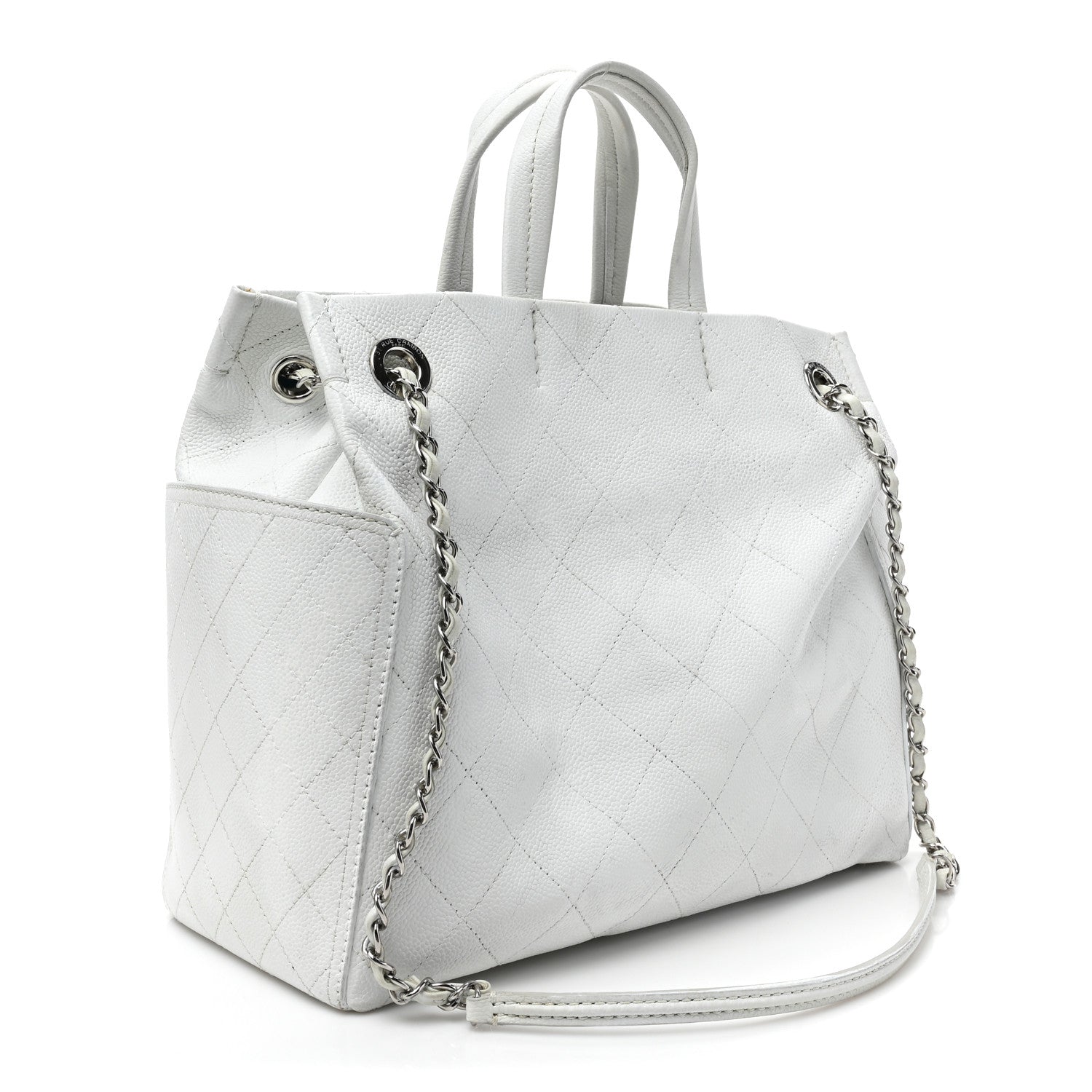 Chanel Grained Calfskin CC Pocket Tote White 3 of 17