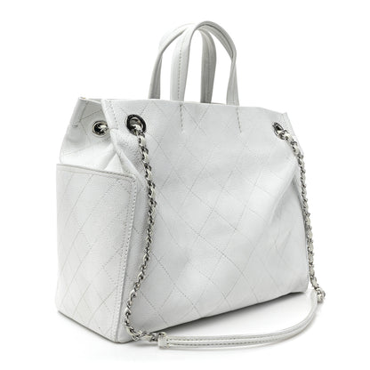 Chanel Grained Calfskin CC Pocket Tote White 3 of 17