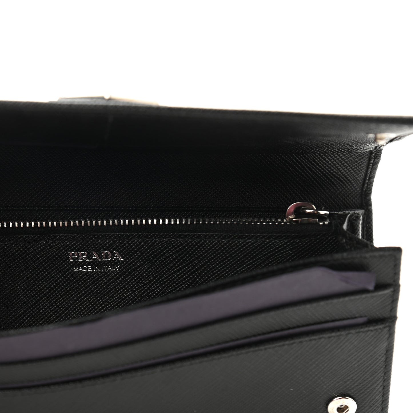 Saffiano Triangle Logo Continental Flap Travel Wallet Black
