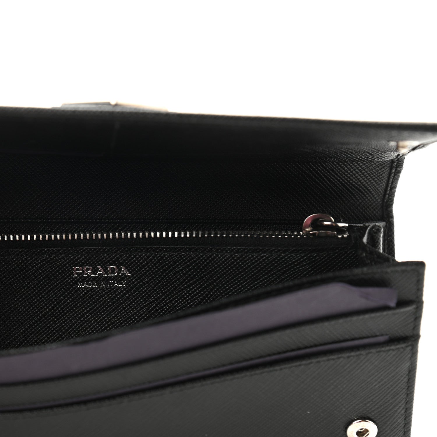 Prada Saffiano Triangle Logo Continental Flap Travel Wallet Black 5 of 6