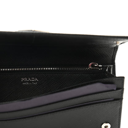Prada Saffiano Triangle Logo Continental Flap Travel Wallet Black 5 of 6