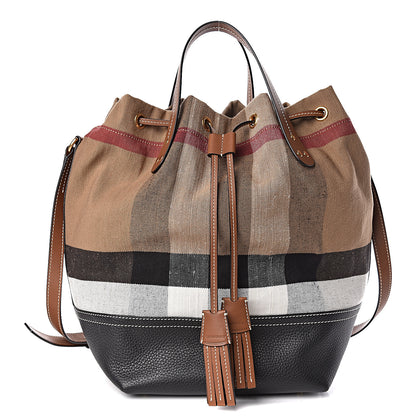 Burberry Canvas House Check Medium Bucket Tan 3 of 10