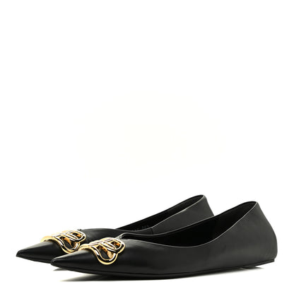 Balenciaga Calfskin BB Knife Pointy Toe Ballerina Flats 38.5 Black 3 of 12