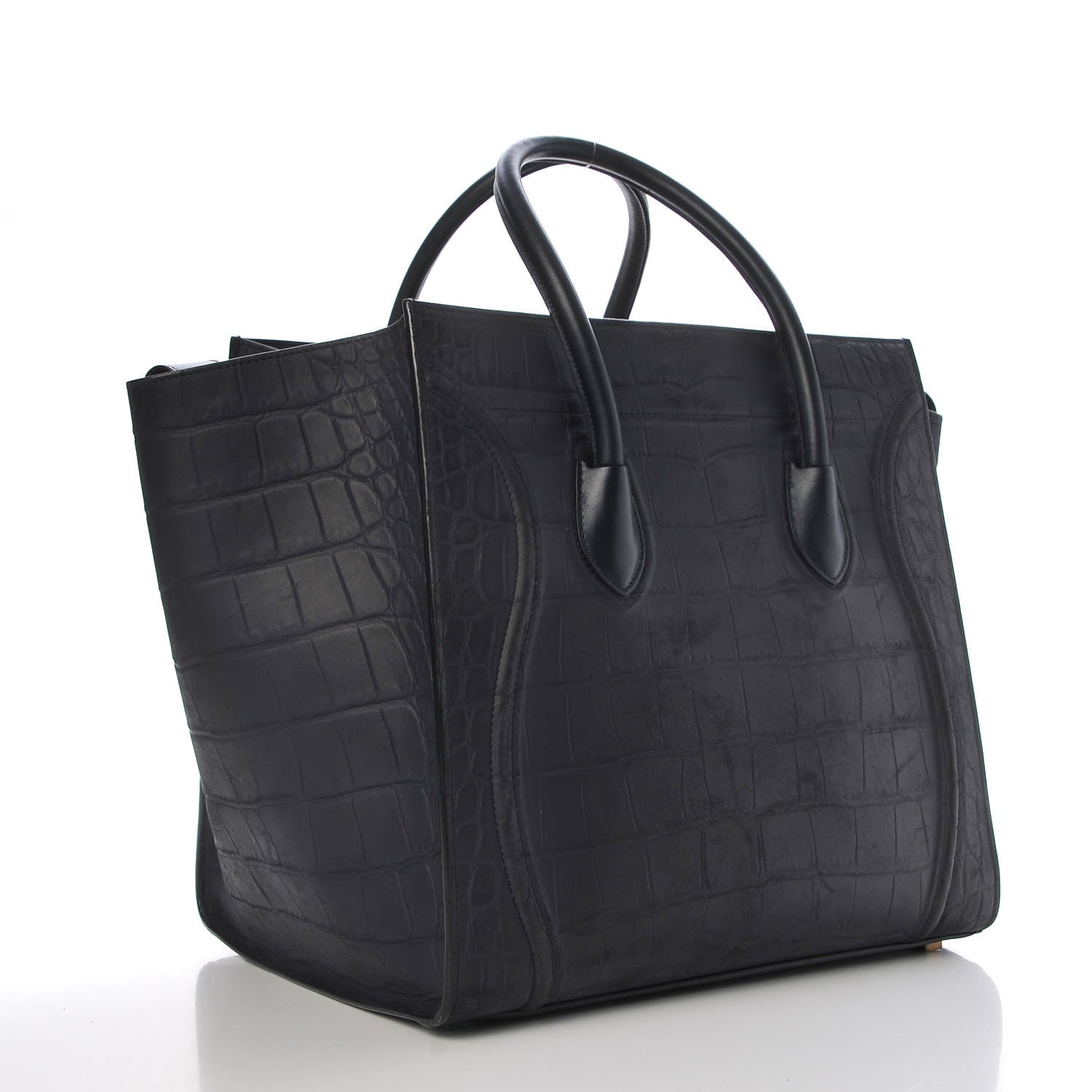 Celine Crocodile Embossed Nubuck Medium Phantom Luggage Navy Blue 3 of 10