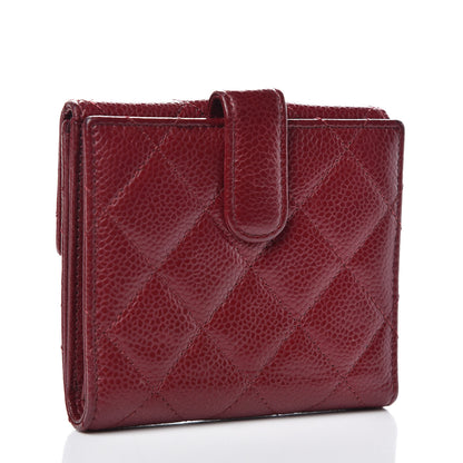 Chanel Caviar Quilted Compact French Flap Wallet Burgundy 3 of 10