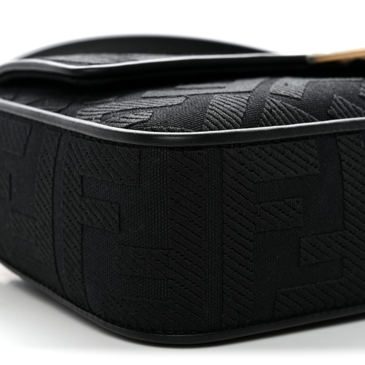 Canvas Vitello King Extra Strap FF Embroidered Baguette Black