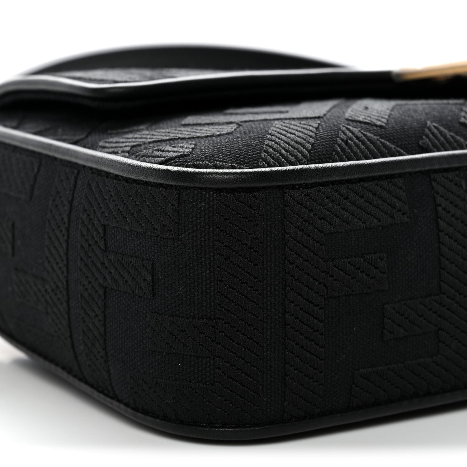 Fendi Canvas Vitello King Extra Strap FF Embroidered Baguette Black 8 of 9