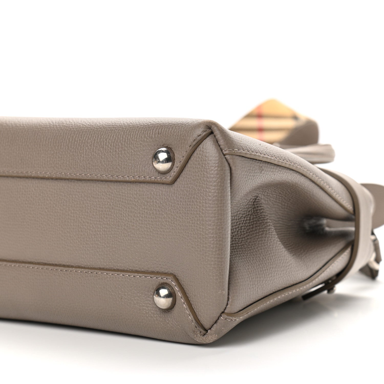 Burberry Derby Calfskin House Check Small Banner Tote Pale Taupe 11 of 15