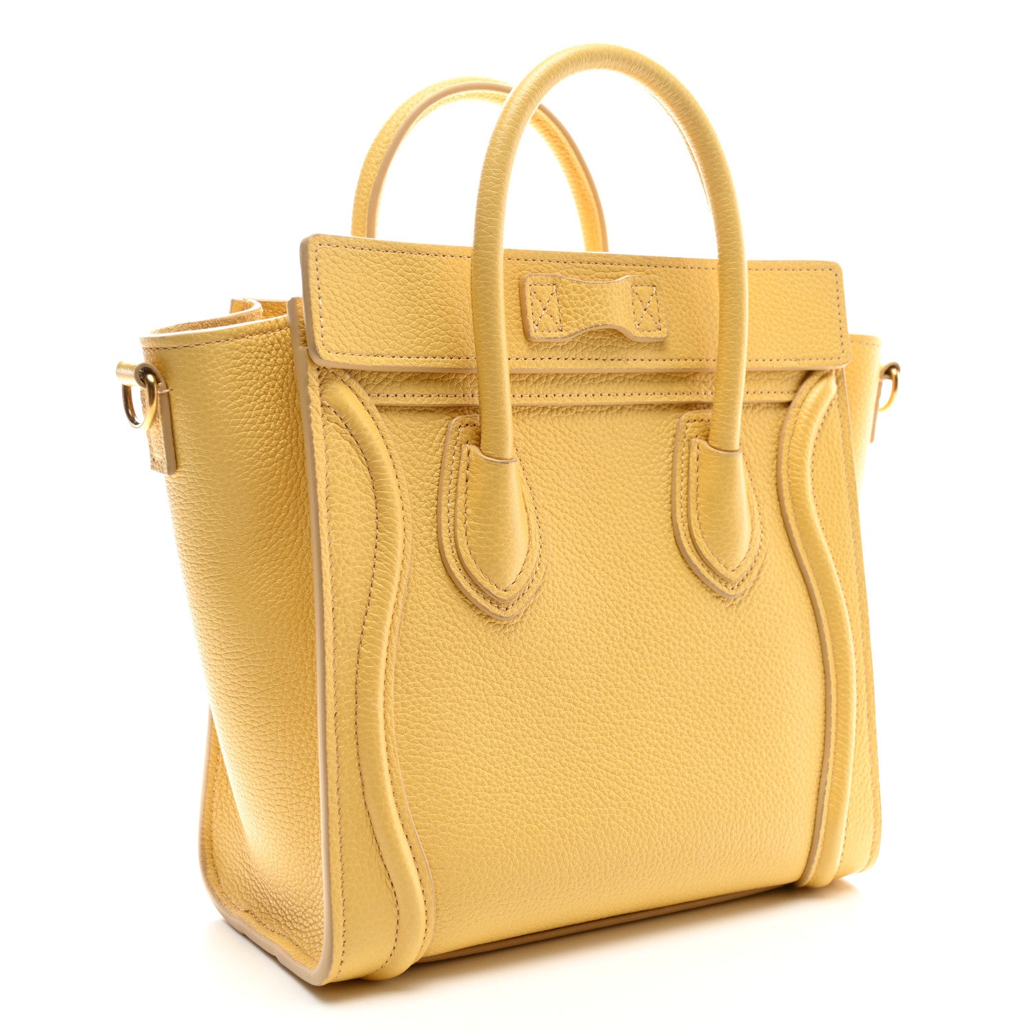 Celine Drummed Calfskin Nano Luggage Pollen 3 of 12