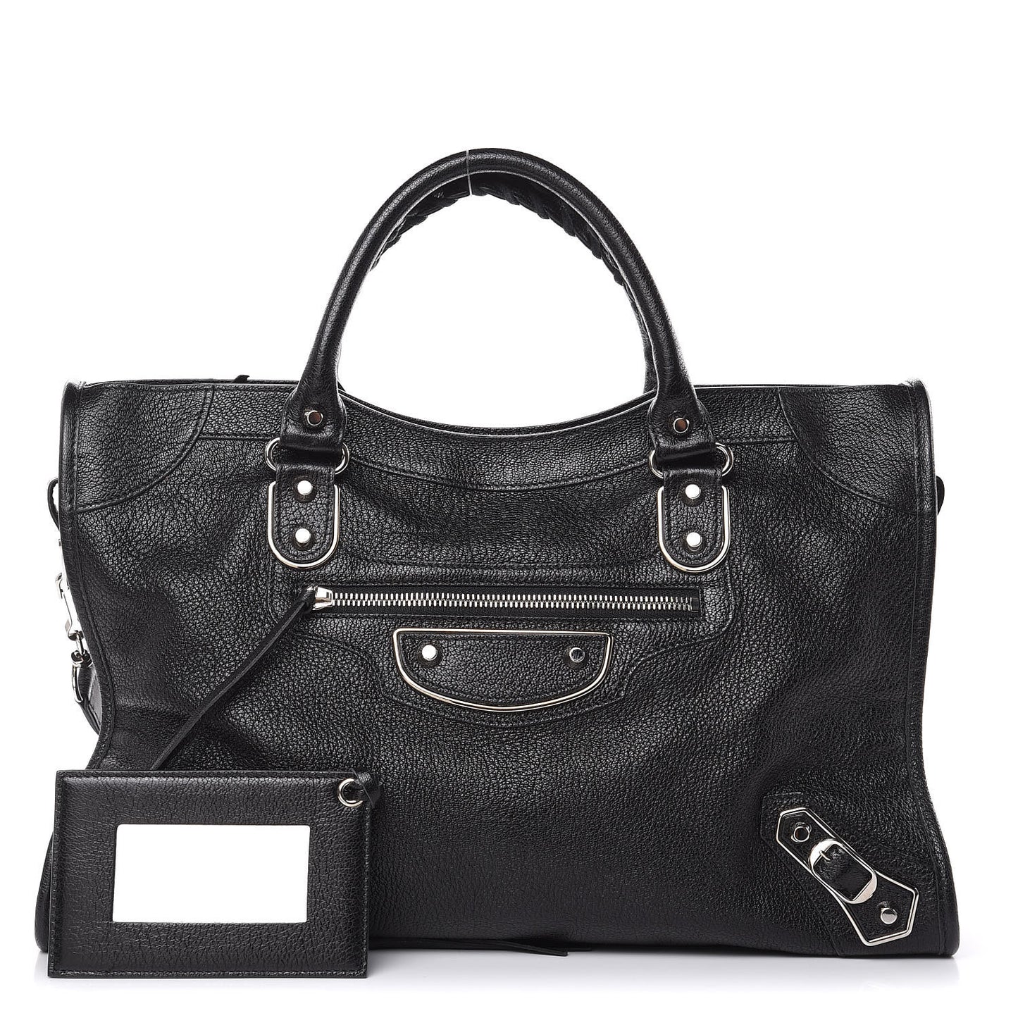 Chevre Silver Metallic Edge Hardware City Black