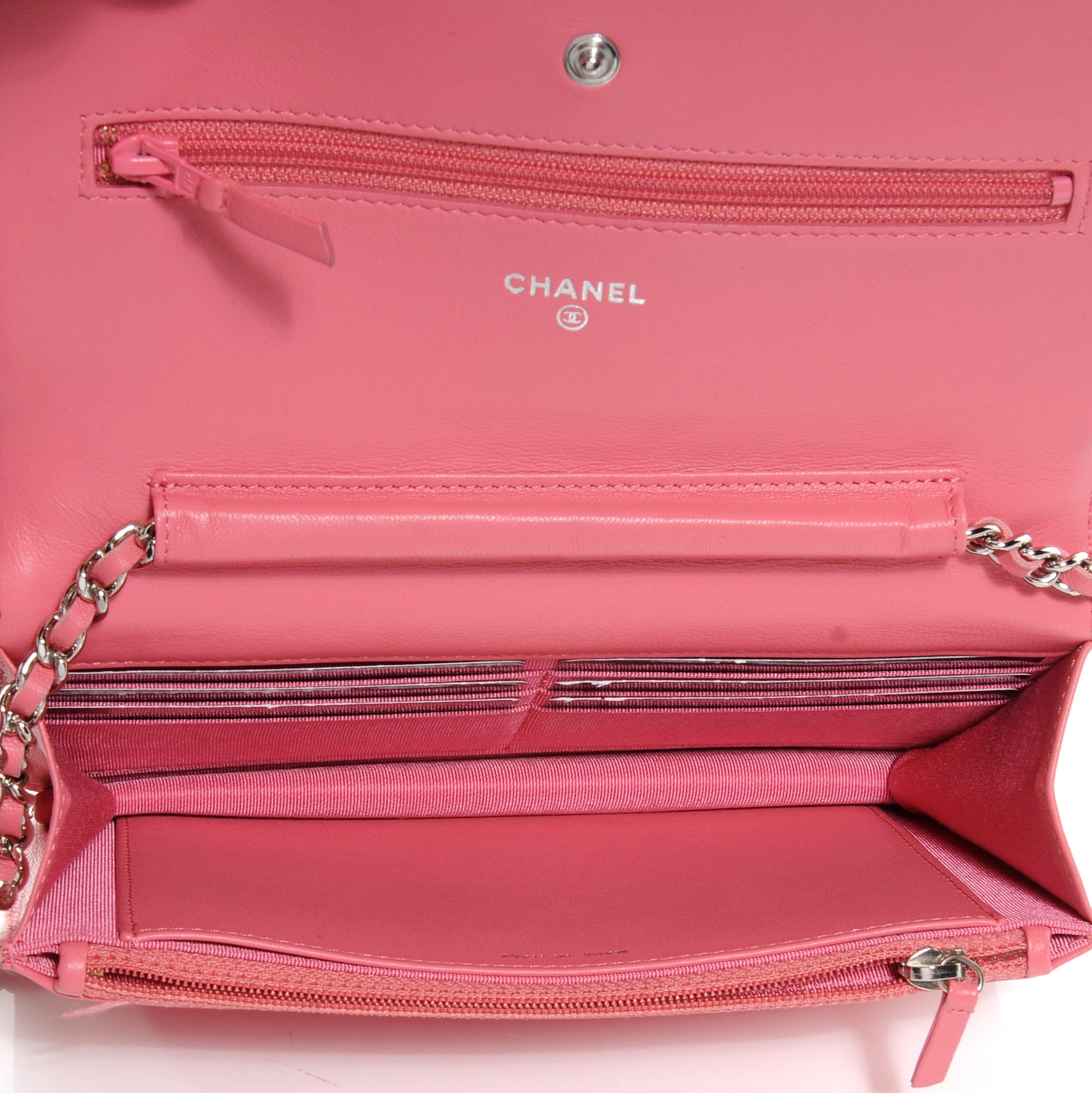 Chanel Lambskin Wallet On Chain WOC Pink 6 of 9