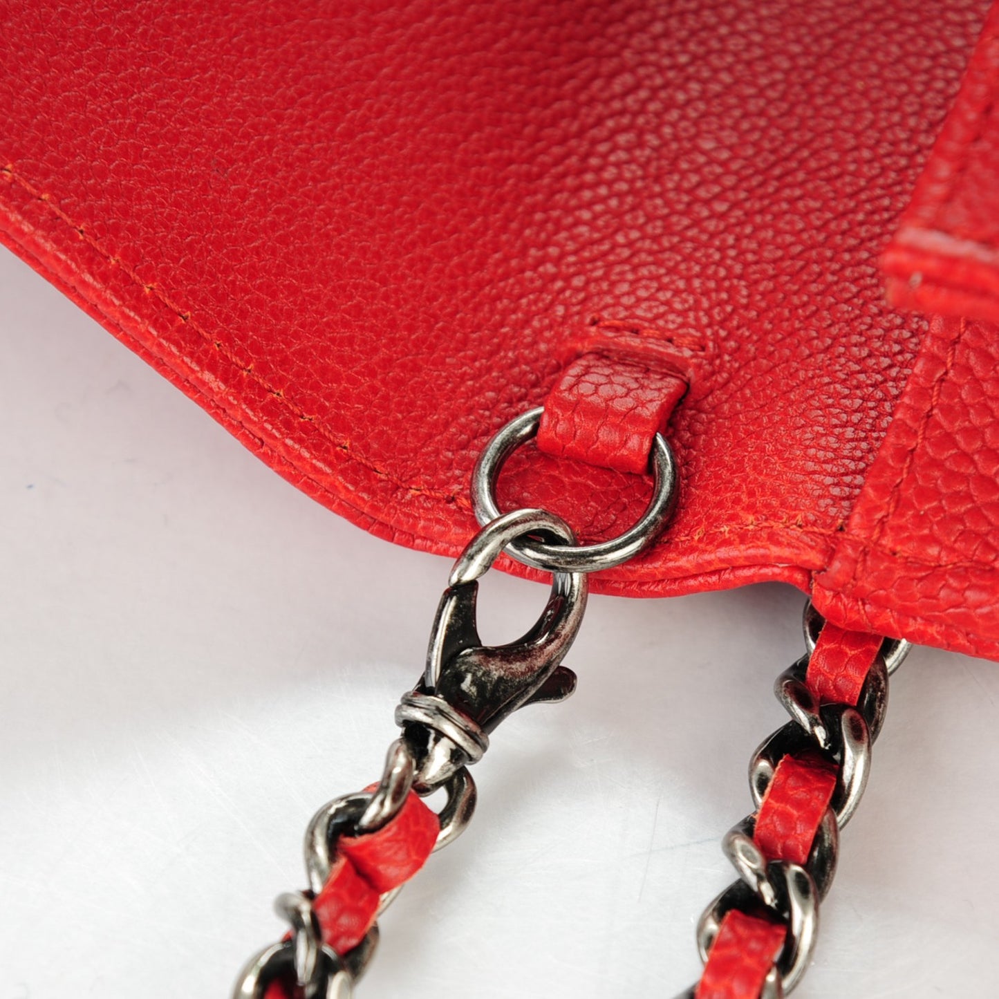 Caviar Quilted Boy Wallet On Removable Chain WOC Red