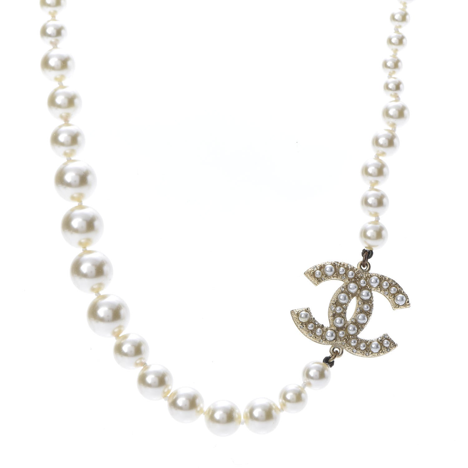 Chanel Graduated Pearl CC Short Necklace Gold 1 of 6