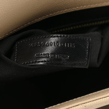 Saint Laurent Grain De Poudre Matelasse Chevron Large Monogram Satchel Dark Beige 8 of 14