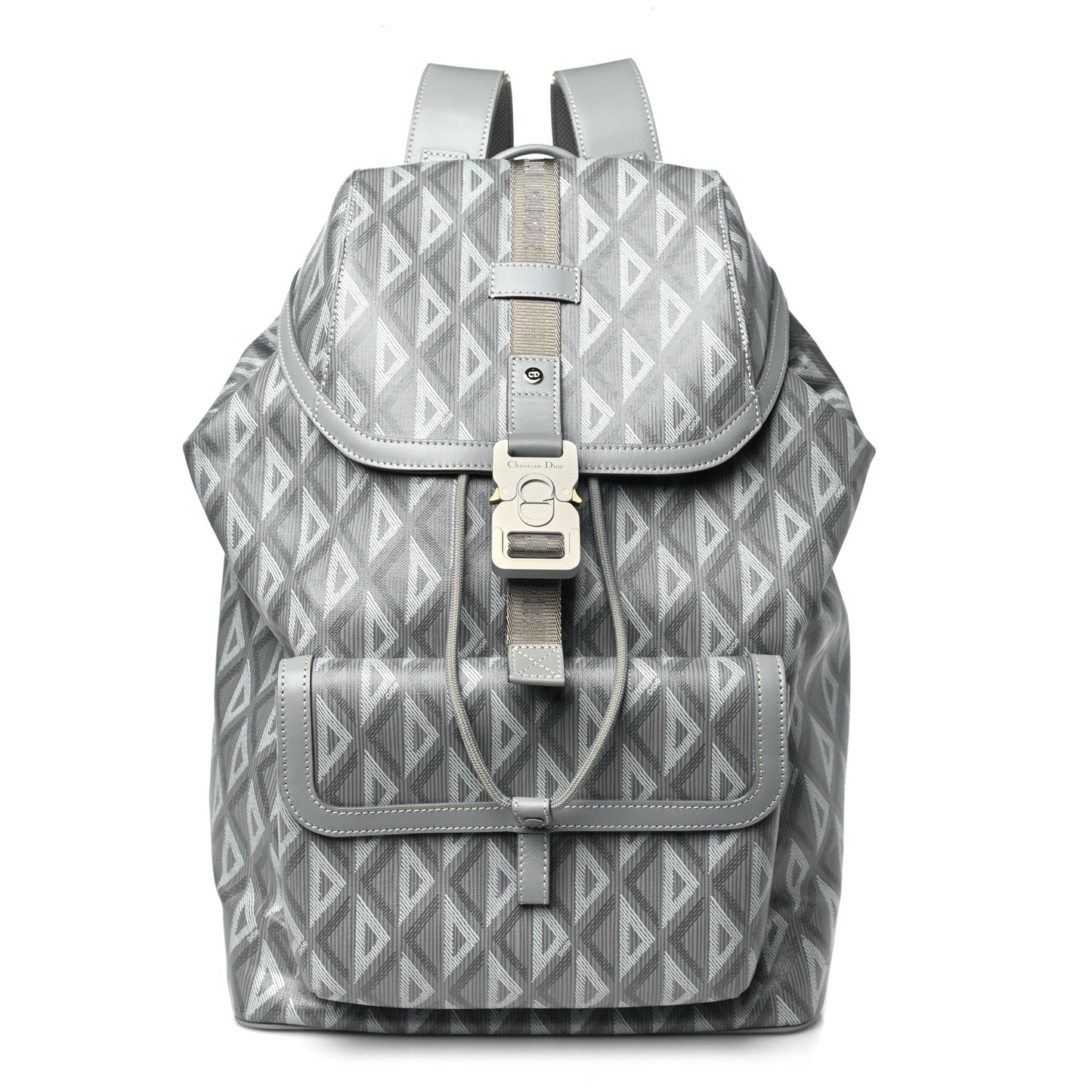 Coated Canvas CD Diamond Flap Backpack Gray