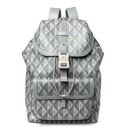 Christian Dior Coated Canvas CD Diamond Flap Backpack Gray 1 of 11