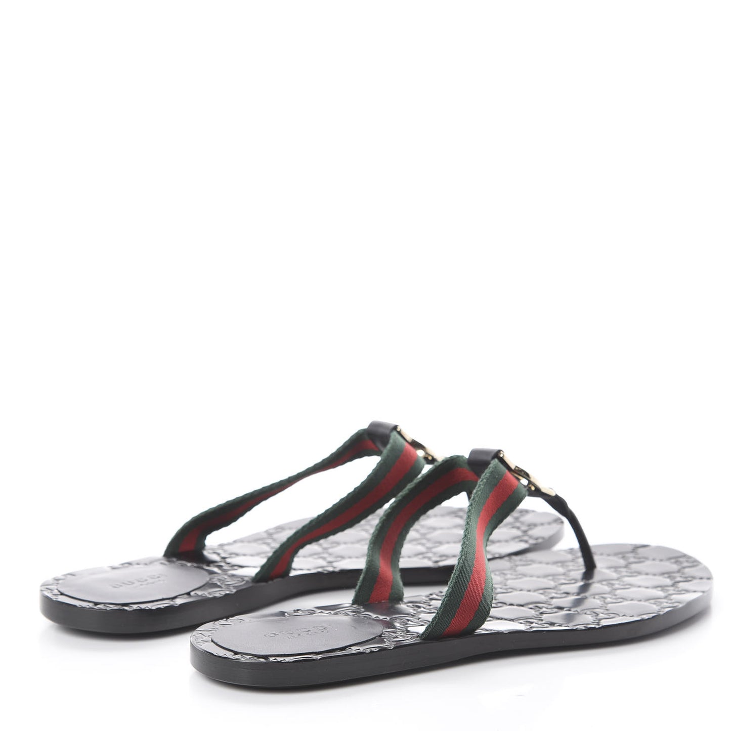 Nylon Guccissima Web Womens Thong Sandals 39.5 Green Red Black