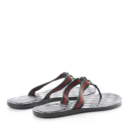 Gucci Nylon Guccissima Web Womens Thong Sandals 39.5 Green Red Black 7 of 14