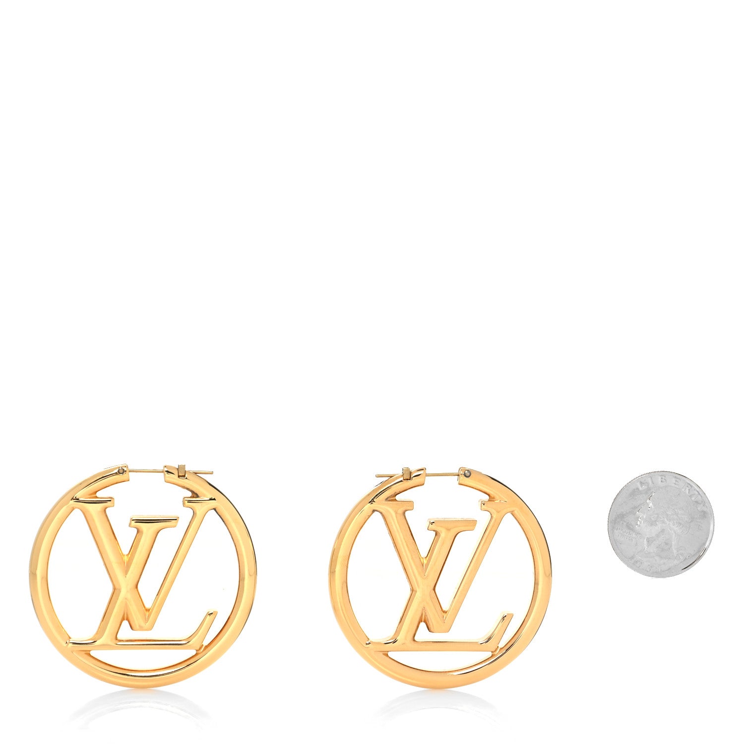 Louis Vuitton Metal Louise Hoop Earrings Gold 2 of 4