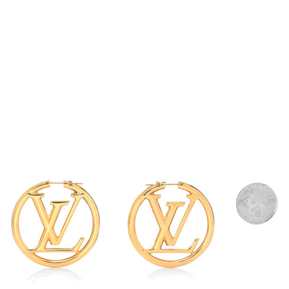 Louis Vuitton Metal Louise Hoop Earrings Gold 2 of 4