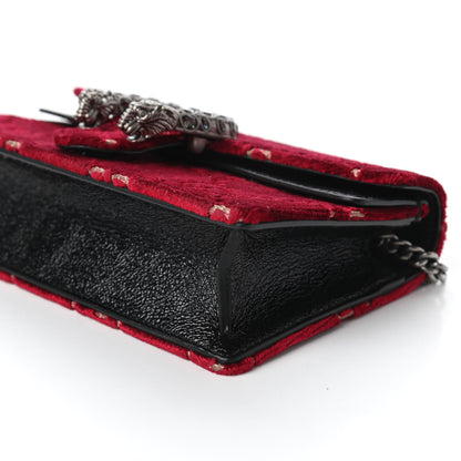 Gucci Velvet GG Monogram Super Mini Dionysus Shoulder Bag Red Cipria Black 7 of 9