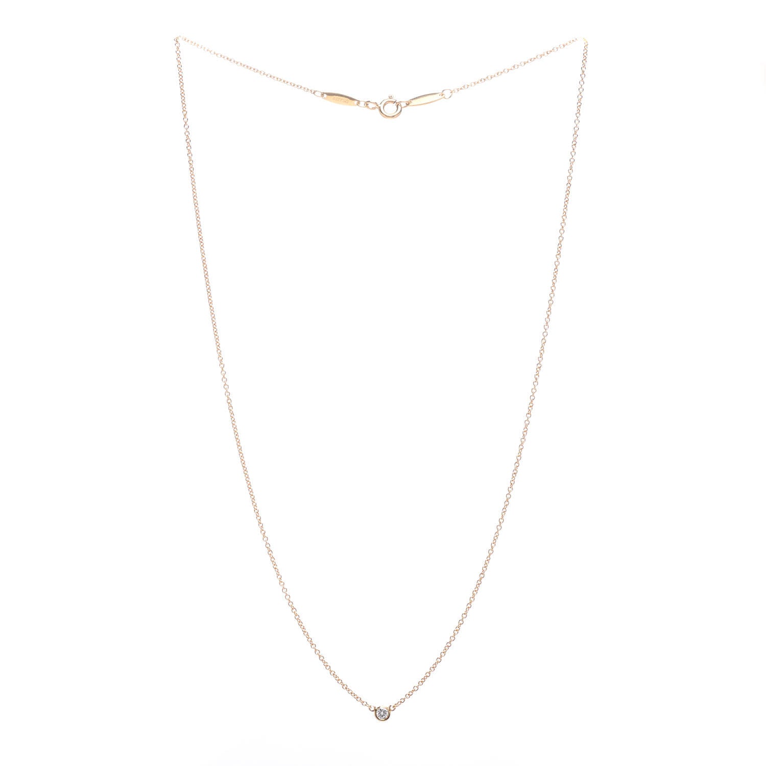 Tiffany 18K Yellow Gold Diamond .05ct Elsa Peretti Diamonds by the Yard Pendant Necklace 3 of 5