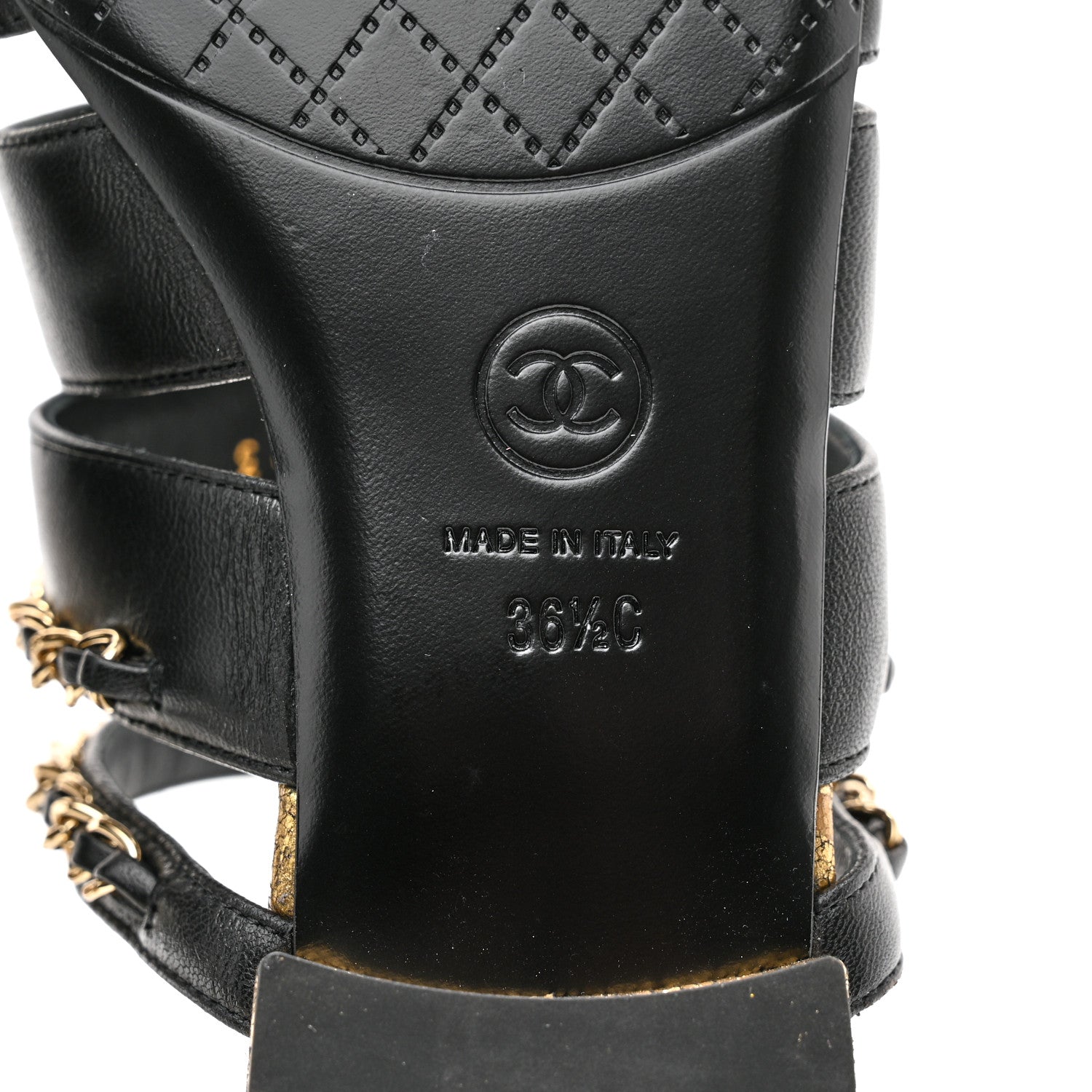 Chanel Lambskin Chain Mule Sandals 36.5 Black 7 of 8