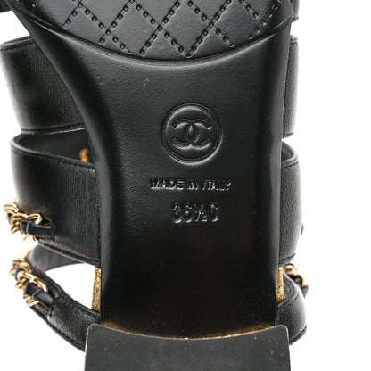 Chanel Lambskin Chain Mule Sandals 36.5 Black 7 of 8