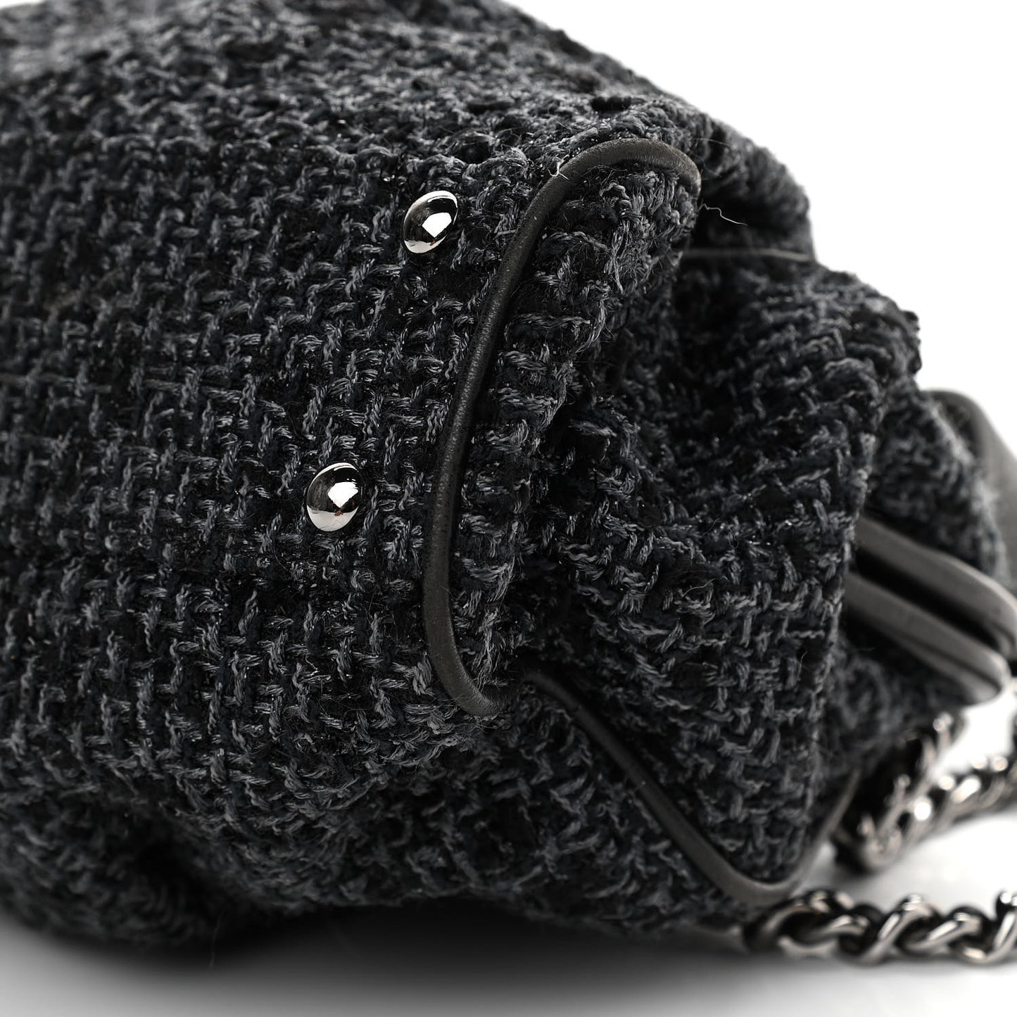 Tweed Paris NY Framed Pleated Pouch Bag Grey