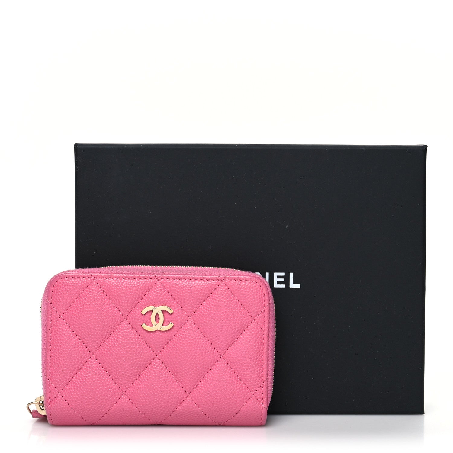 Chanel Caviar Quilted Zip Coin Purse Pink 13 of 13