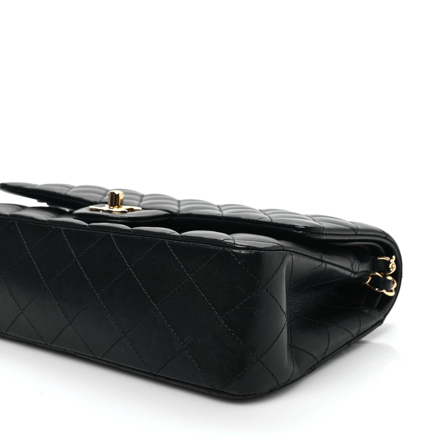 Lambskin Quilted Medium Double Flap Black