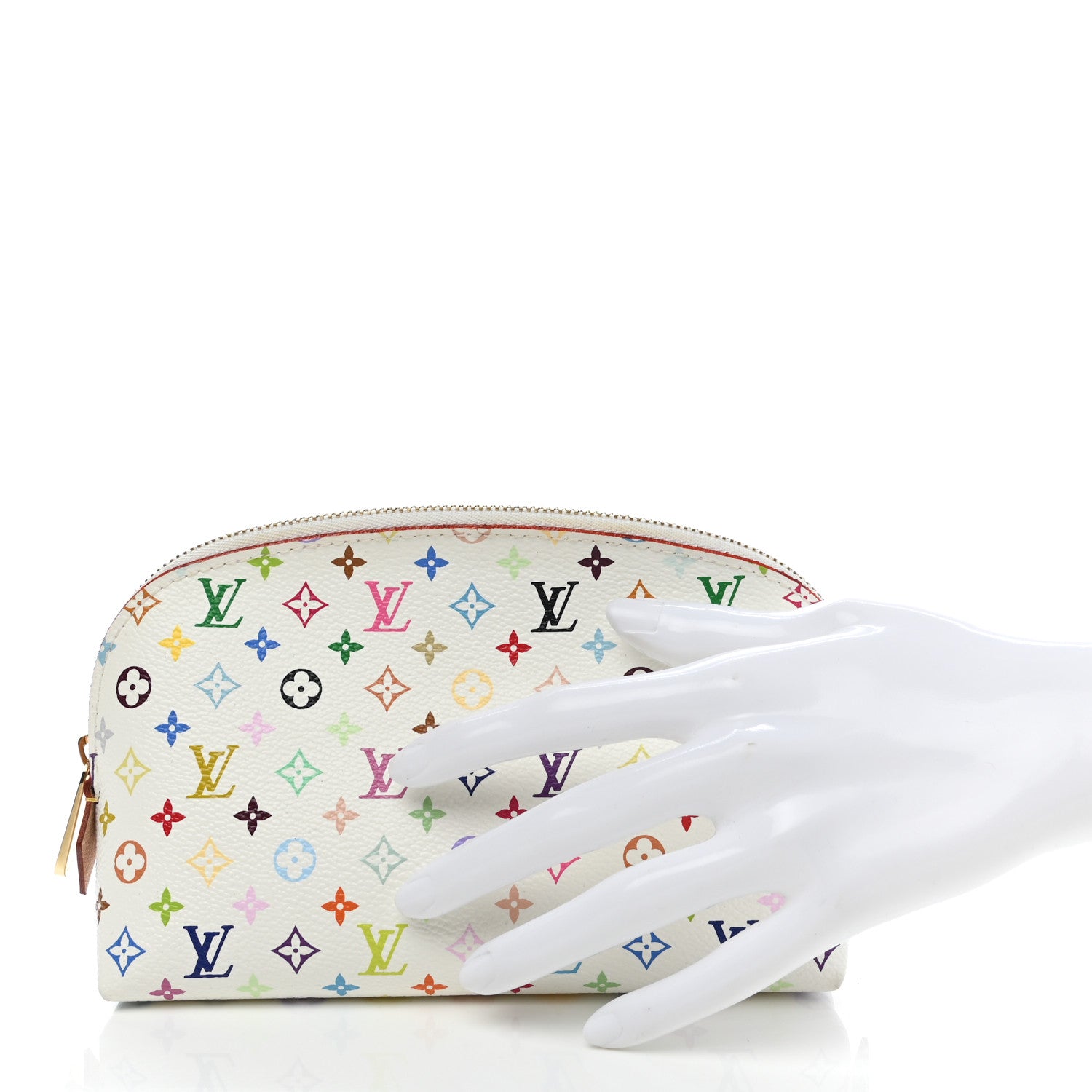 Louis Vuitton Monogram Multicolor Cosmetic Pouch White Litchi 2 of 7
