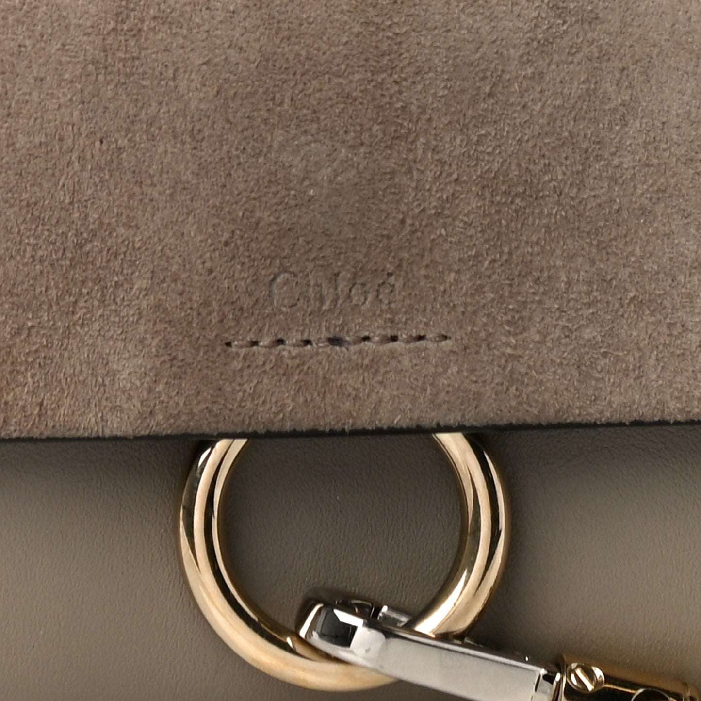 Suede Calfskin Faye Wallet On Strap Motty Grey